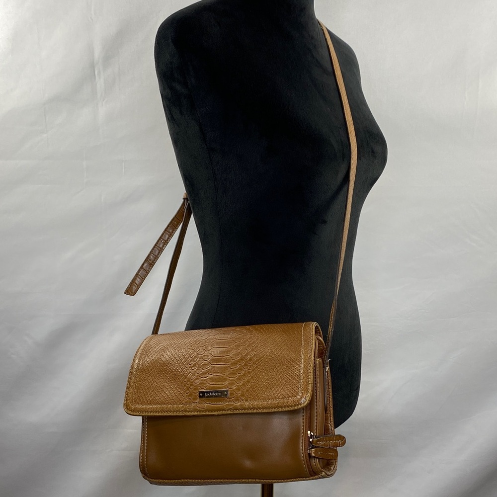 Liz Claiborne Tan Snake Embossed Crossbody Bag